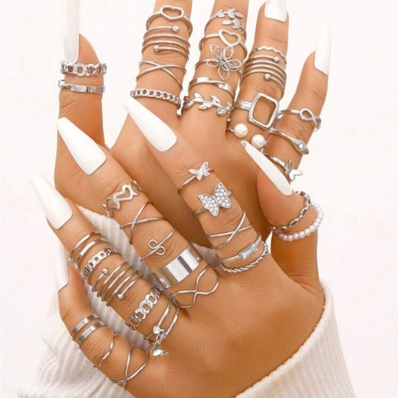 ⚠️Clearance 22pcs Ring Set Silver - Picture 2 of 10